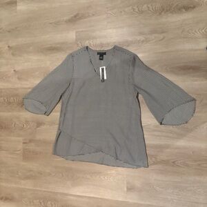 JOAN VASS Houndstooth Asymmetrical Blouse